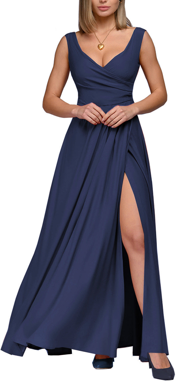 Damen elegantes Maxikleid mit seitlichem Schlitz