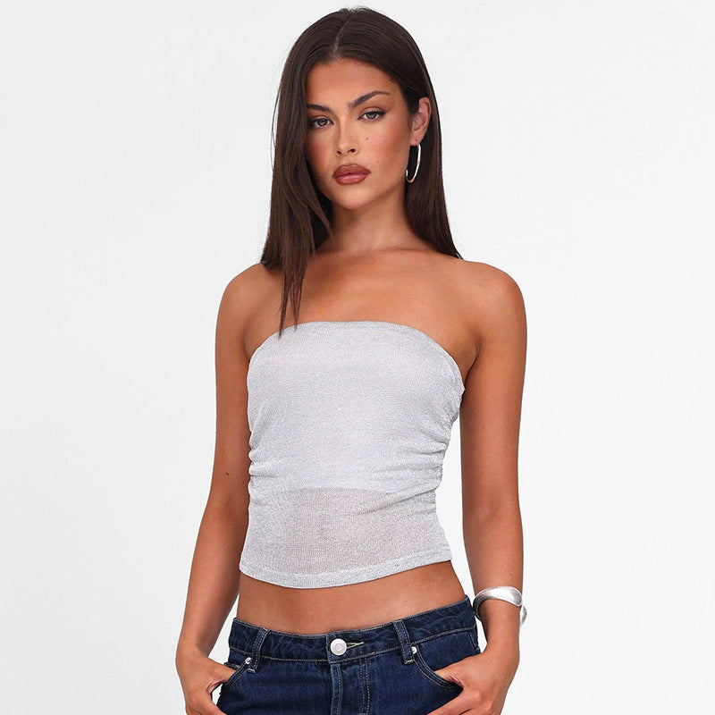 Damen Bandeau-Top aus hochwertigem, elastischem Material mit feiner Struktur Drune