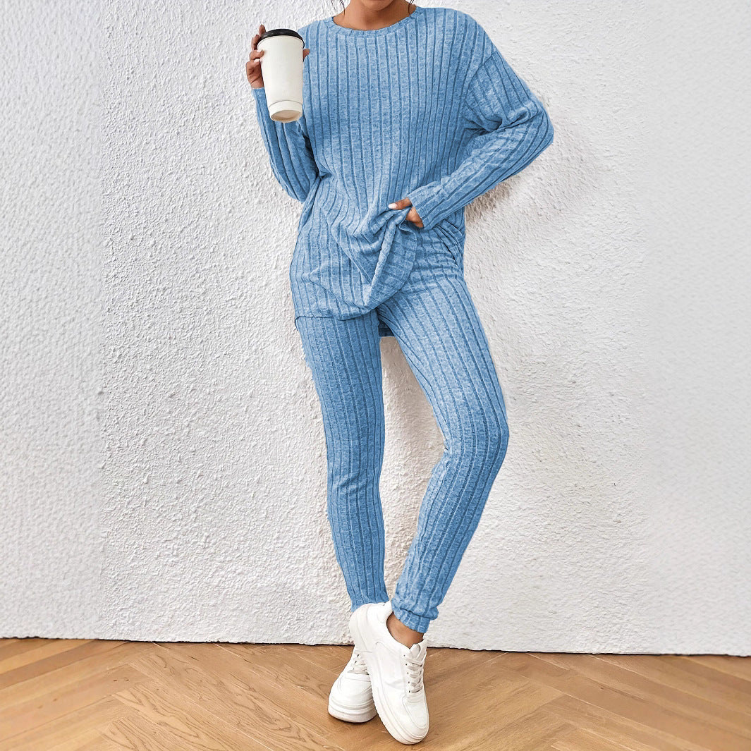 Damen lässiges Strick-Crop-Set mit weitem Schnitt Drune