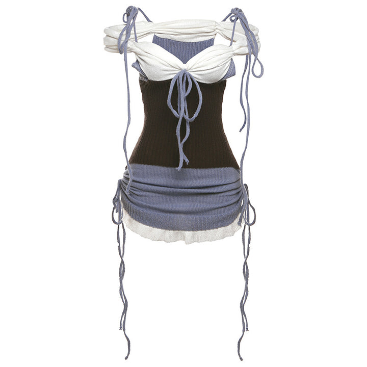 Damen Stricktop mit verstellbaren Schnürdetails und figurbetonter Silhouette Drune