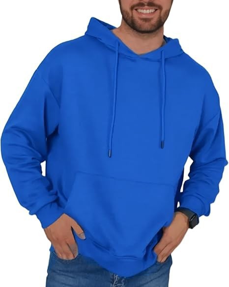 Herren nan lässiger Kapuzenpullover mit Kängurutasche, Tunnelzug und gerippten Bündchen Drune