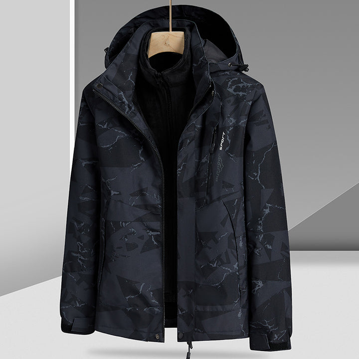 Herren Wasserabweisende Outdoor-Jacke mit integrierter Fleece-Innenjacke Drune