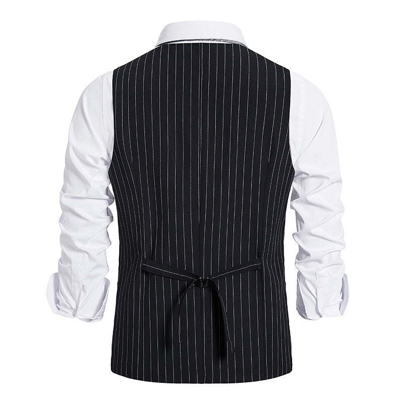 Herren elegante Anzugweste mit feinem Nadelstreifen und praktischen Taschen Drune