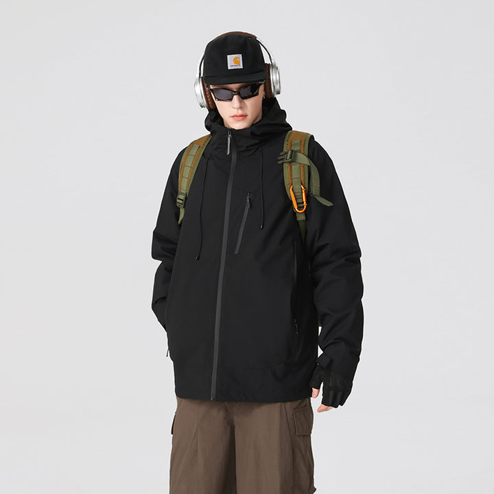 Herren Wasserabweisende Softshell‑Jacke mit verstellbarer Kapuze und schräger Brusttasche Drune