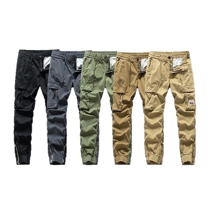 Herren Cargo-Jogger mit Zip-Knöchel, elastischem Bund, Multifach-Utility-Taschen und Vintage-Patch Drune