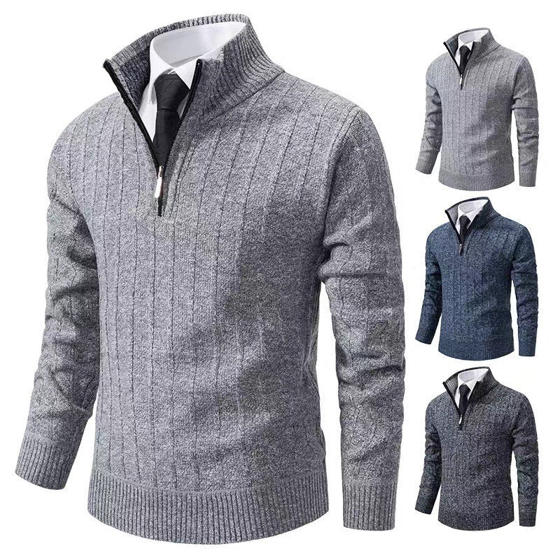 Herren modischer Strickpullover mit Reißverschluss und hohem Kragen Drune