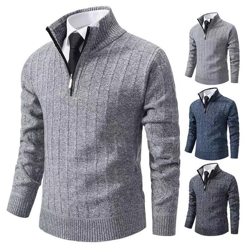 Herren modischer Strickpullover mit Reißverschluss und hohem Kragen Drune