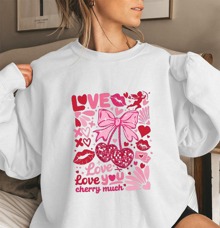 Damen Sweatshirt mit voluminösen Ärmeln und verspieltem Kirschmotiv Drune