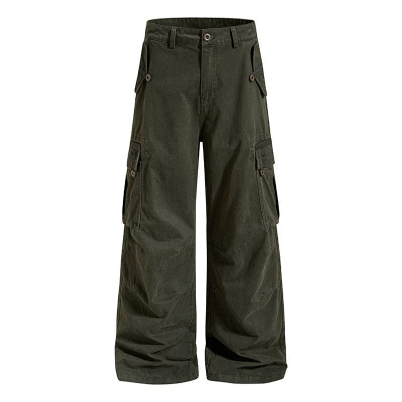Damen Weite Cargo-Culottehose mit hoher Taille und Multi-Taschen Drune