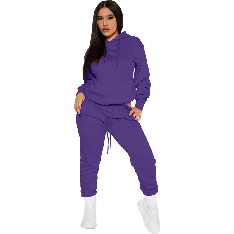 Damen nan zweiteiliges Lounge-Set mit Kapuzenpullover und High-Waist Jogginghose aus weichem French Terry Drune