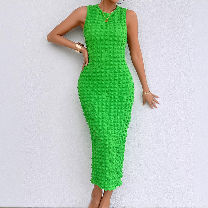 Damen Figurschmeichelndes Midi-Kleid mit strukturierter Oberfläche Drune