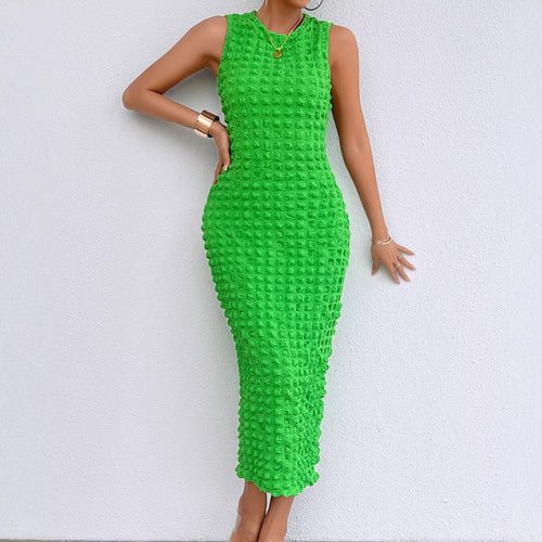 Damen Figurschmeichelndes Midi-Kleid mit strukturierter Oberfläche Drune