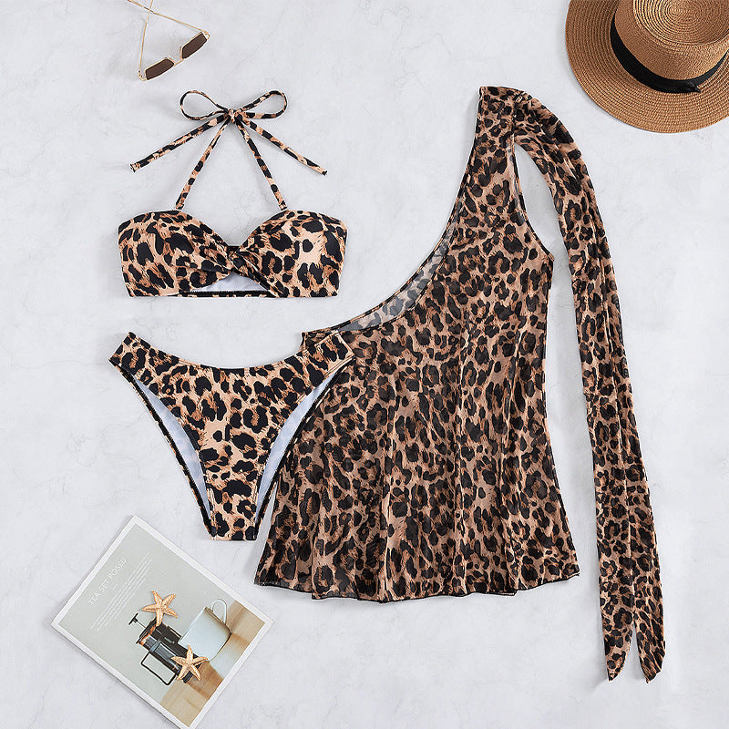 Damen Bikini-Set mit asymmetrischem Oberteil und tierischen Muster Drune