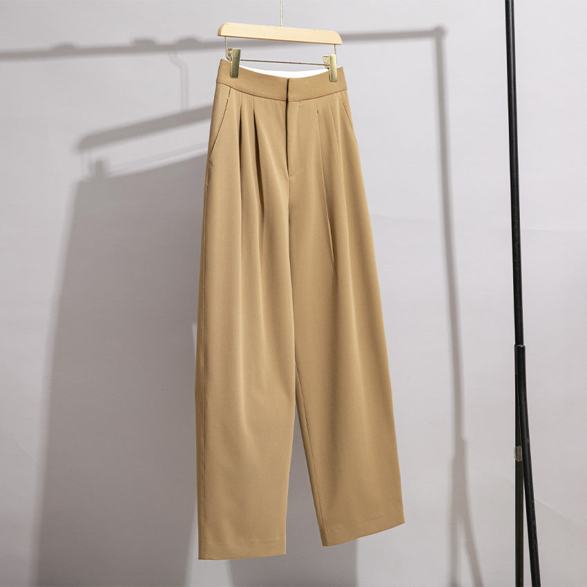 Damen Hochtaillierte Plissee-Bundhose mit weitem Bein Drune