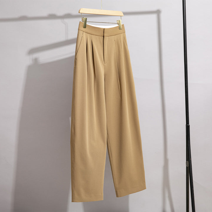 Damen Hochtaillierte Plissee-Bundhose mit weitem Bein Drune