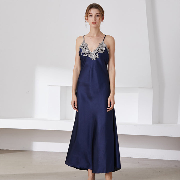 Damen elegantes Nachthemd mit filigraner Spitzenapplikation Drune