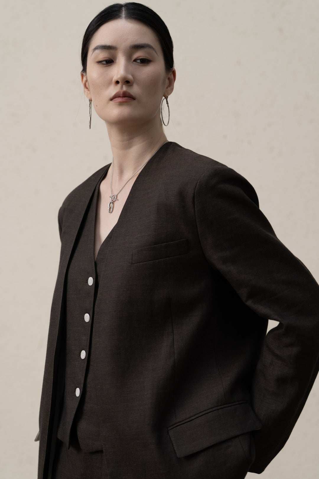 Damen Maßgeschneiderter Leinen-Blazer Drune