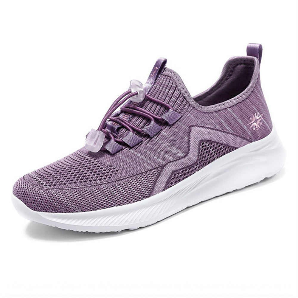 Damen nan gestrickte Slip-On-Sneaker mit elastischer Schnürung, gepolsterter Innenfütterung und dämpfender Profilsohle Drune
