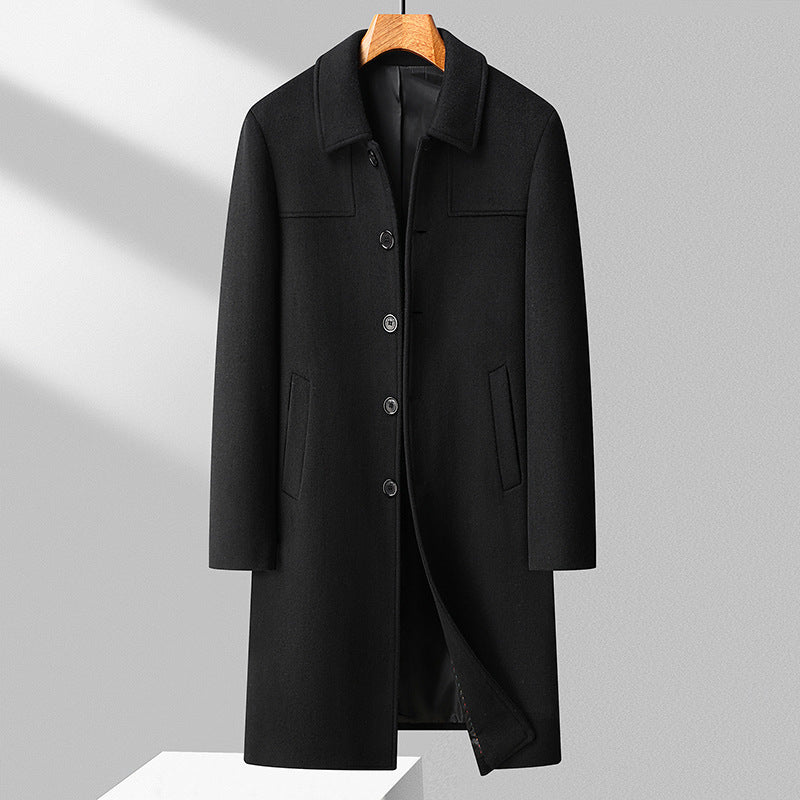 Herren Langer einreihiger Wollmantel mit schlanker Silhouette Drune