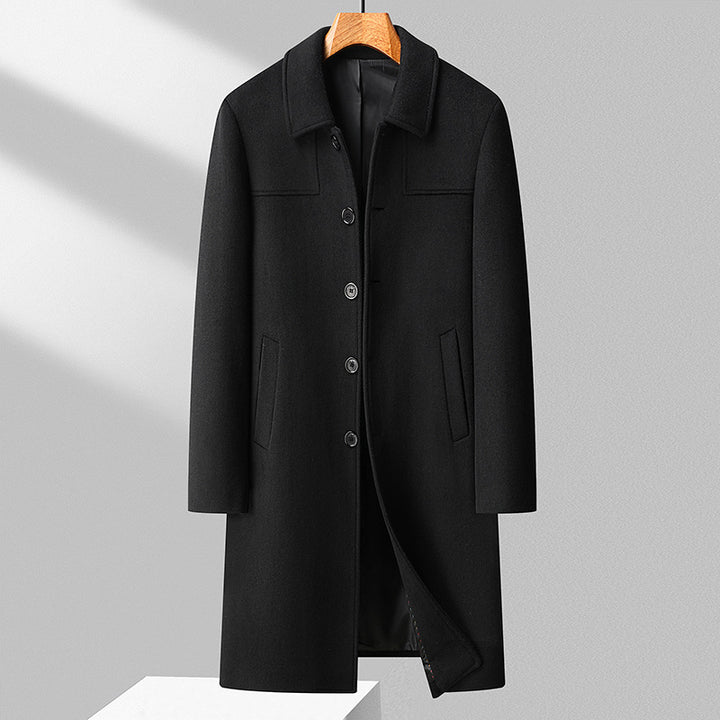 Herren Langer einreihiger Wollmantel mit schlanker Silhouette Drune