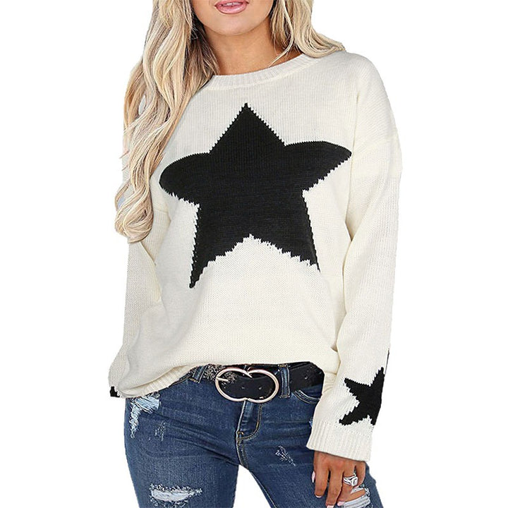 Damen Strickpullover mit Sterne-Design und weichem Material Drune