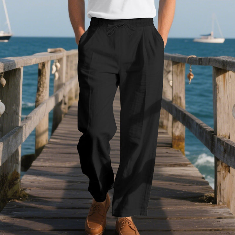 Herren luftige Freizeithose mit elastischem Bund und seitlichen Taschen Drune