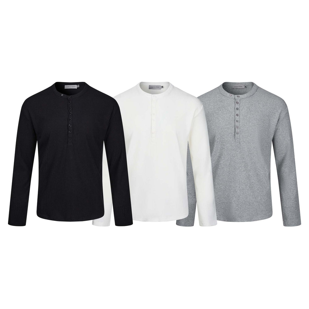 Herren Thermo-Waffelshirt mit Henley-Knopfleiste Drune