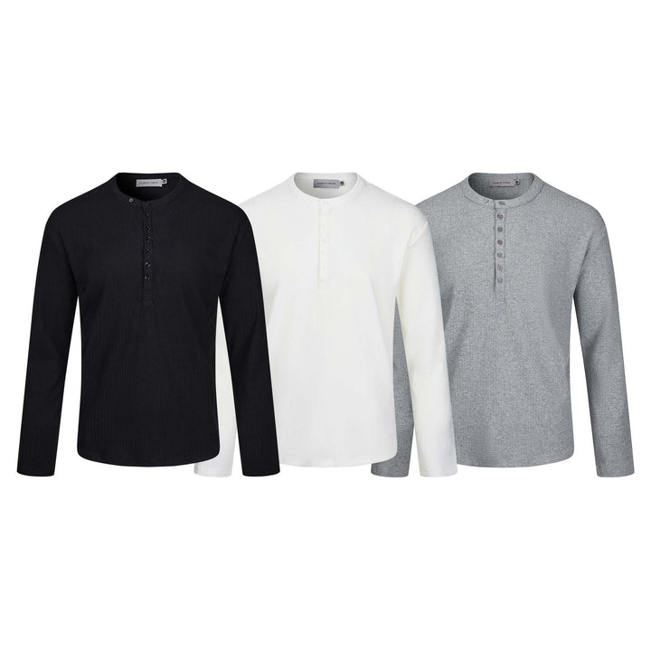 Herren Thermo-Waffelshirt mit Henley-Knopfleiste Drune