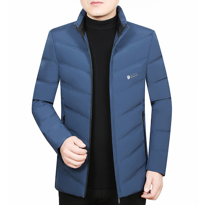 Herren Slim-Fit Reisesteppjacke mit Stehkragen und Chevron-Steppung Drune