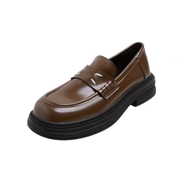 Damen Glänzende Penny‑Loafer im Retro‑Chunky‑Look mit sculpted Plateau‑Sohle Drune