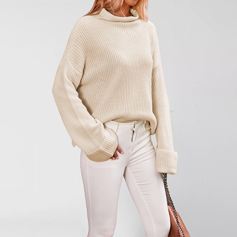 Damen Strickpullover mit hochschließendem Kragen Drune