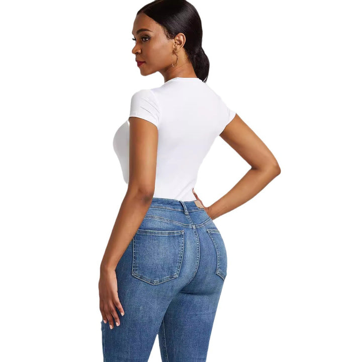 Damen Body mit hohem Kragen und Kurzarm Drune