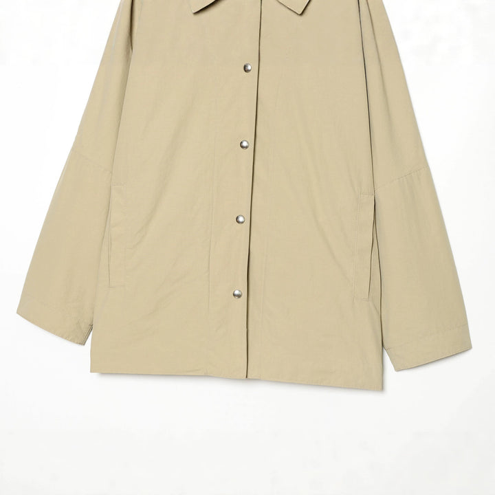 Damen nan kurzer wasserabweisender Cape-Mantel mit Stehkragen und Druckknopfverschluss Drune