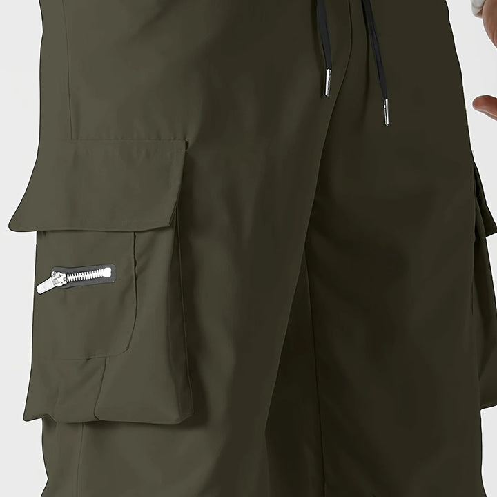 Herren Relaxed Cargo-Hose mit Tunnelzugbund, großen Klapp‑Utilitytaschen und geradem Bein Drune