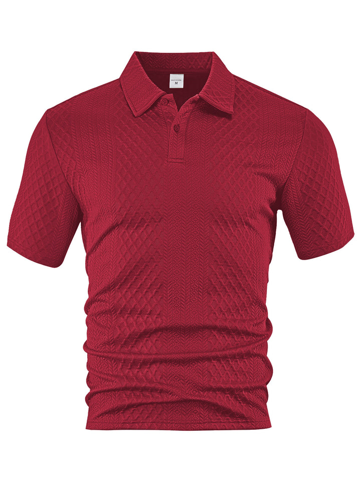 Herren nan texturiertes Jacquard-Poloshirt kurzärmelig schmaler Schnitt mit Polokragen Drune