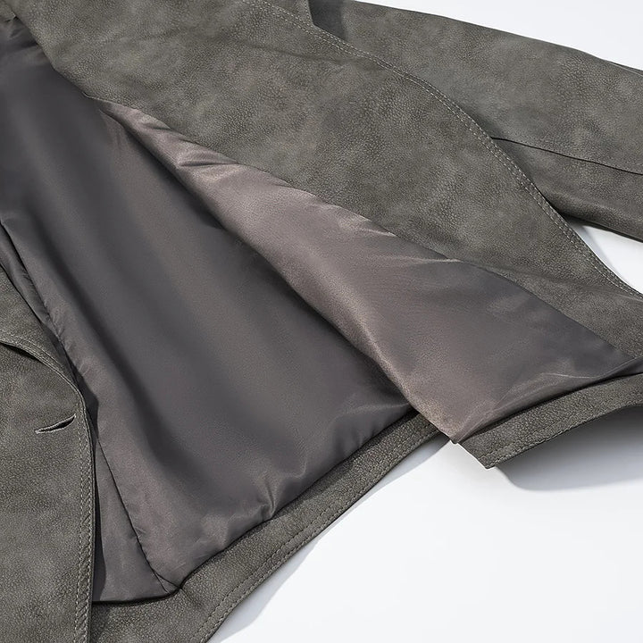 Damen nan kurzjacke Veloursoptik mit Schalkragen Taillengürtel und Schnürdetail Drune