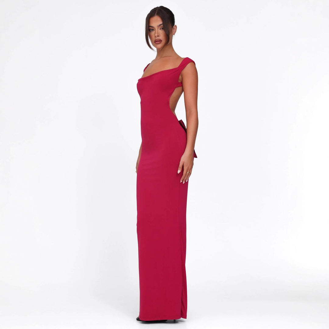 Damen nan körperbetontes Abendkleid mit quadratischem Ausschnitt und breiten Trägern Drune