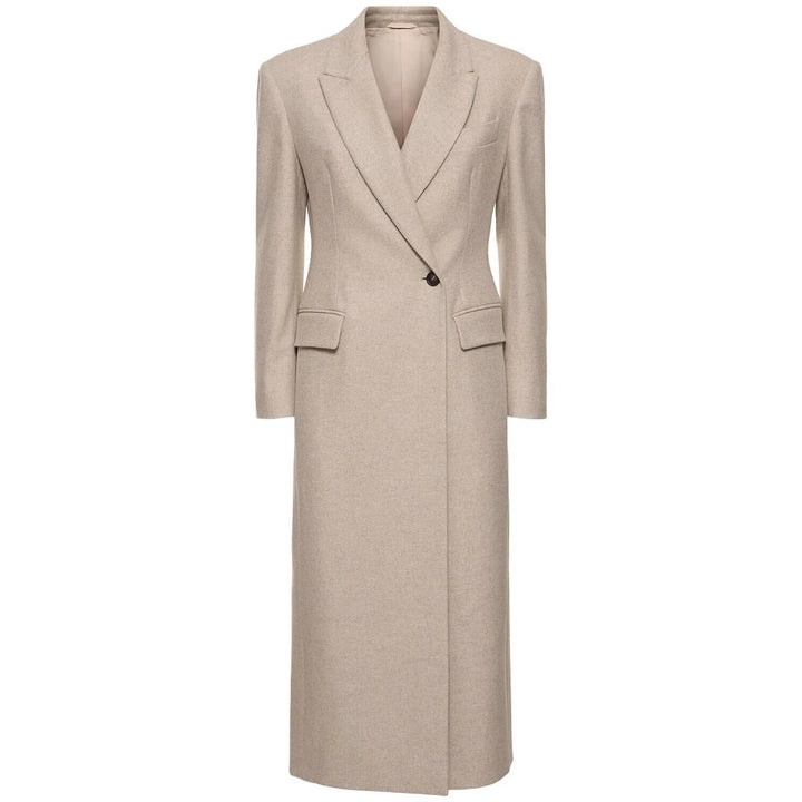 Damen Taillierter Longline Wollmixmantel mit schlanker Silhouette und Einreihiger Knopfleiste Drune