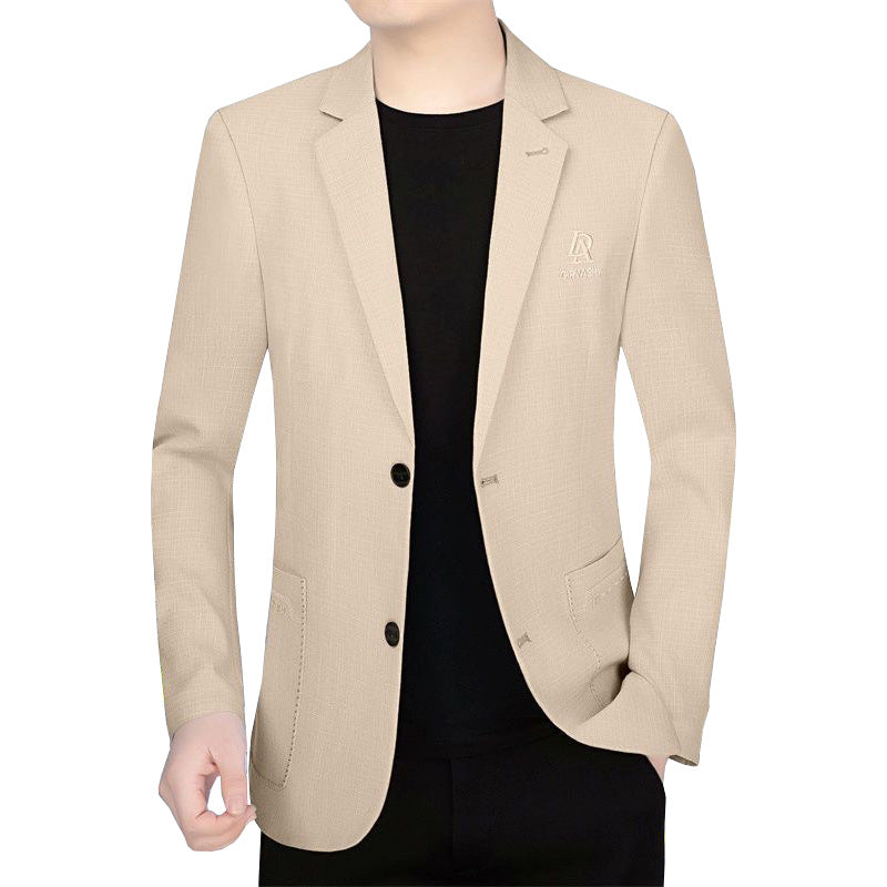 Herren Schmal geschnittenes Einreihiges City-Blazer mit strukturierter Wollmischung Drune
