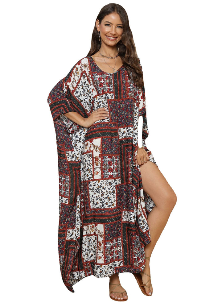 Damen lässiges Maxikleid im Patchwork-Design Drune