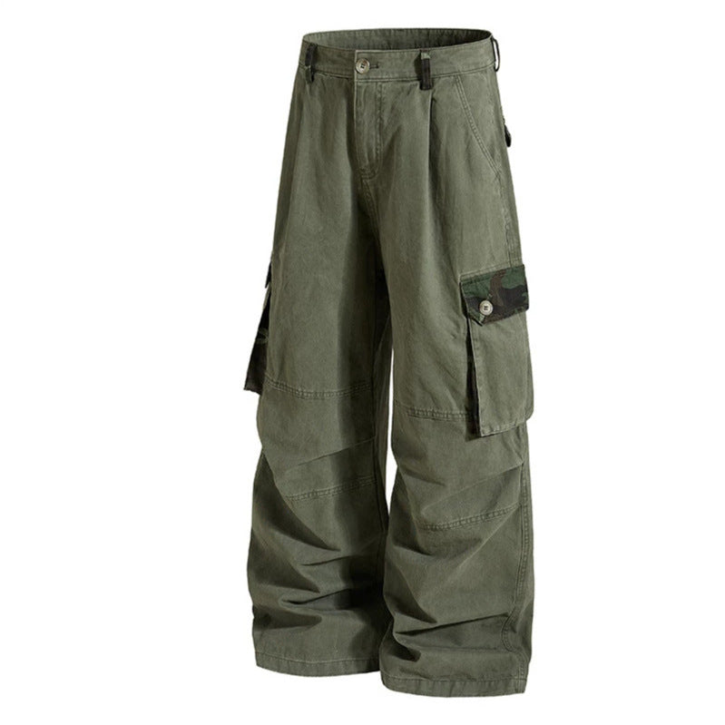 Damen weite Cargo-Hose im Utility-Stil mit hoher Taille und großzügigen Klappentaschen Drune