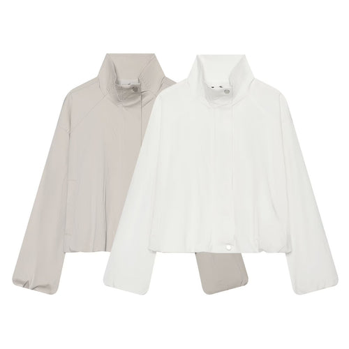 Damen Leichte Kurzjacke mit Stehkragen und Raglanärmeln Drune