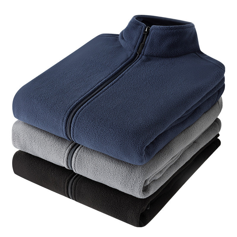 Herren klassische leichte Fleece-Zipjacke mit Stehkragen und Eingrifftaschen Drune