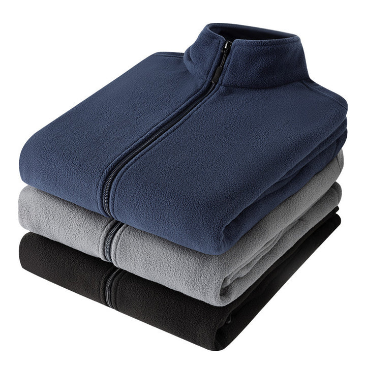 Herren klassische leichte Fleece-Zipjacke mit Stehkragen und Eingrifftaschen Drune