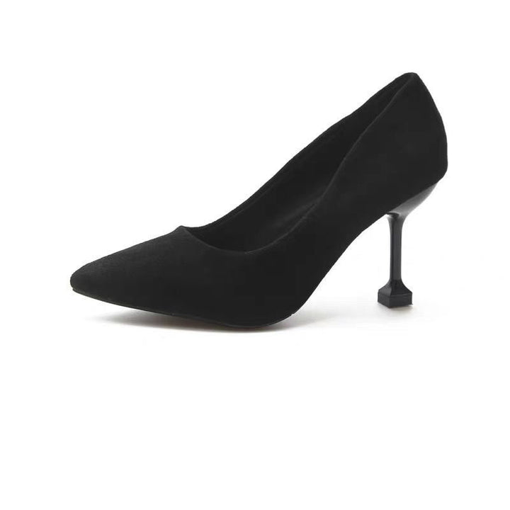 Damen spitze Pumps mit geometrischem Stiletto-Absatz und weichem Velours-Obermaterial Drune