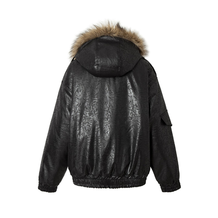 Herren Gepolsterter Oversize-Bomber mit Kunstpelzkragen und Utility-Taschen Drune