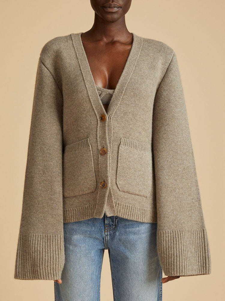 Damen Kuscheliger Strickcardigan mit übergroßen Ärmeln Drune