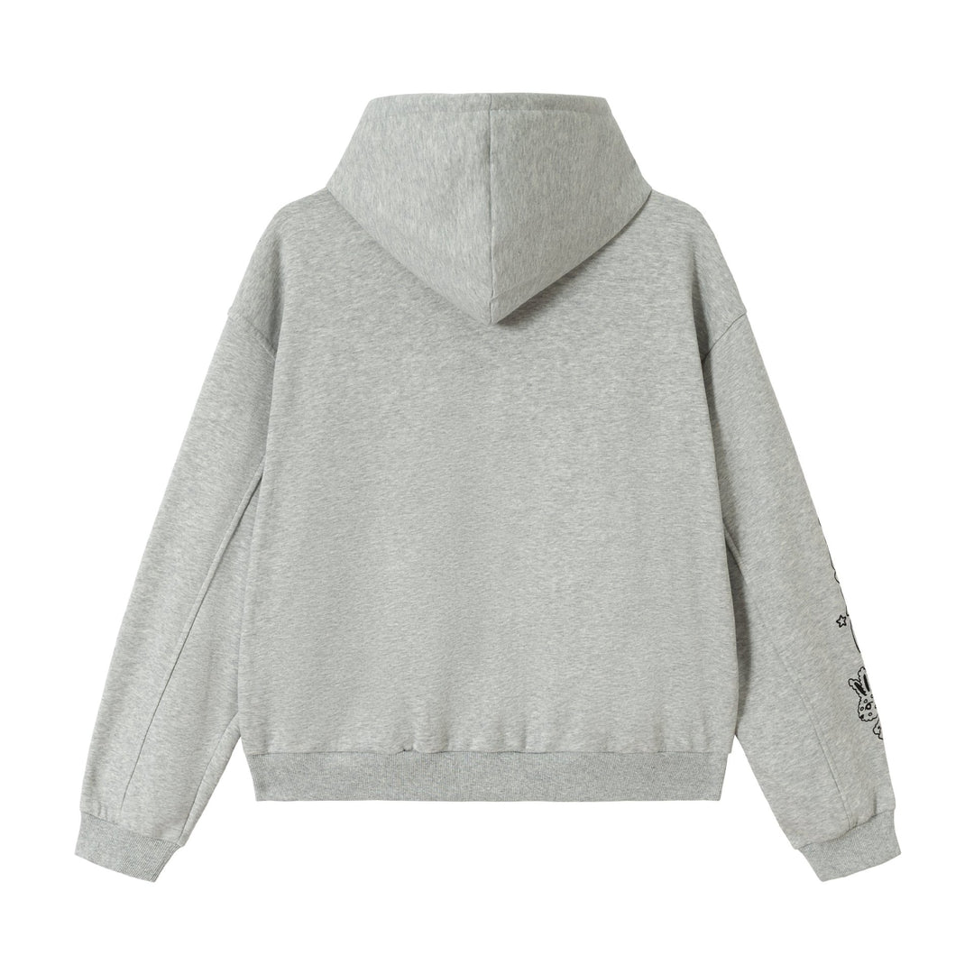 Damen Oversize-Kapuzenjacke mit Reißverschluss, hohem Kragen und grafischen Tattoo-Prints Drune