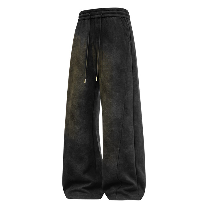 Damen weite Relax-Fleecehose mit hohem Bund, Tunnelzug und dekorativen Nahtsteppungen Drune