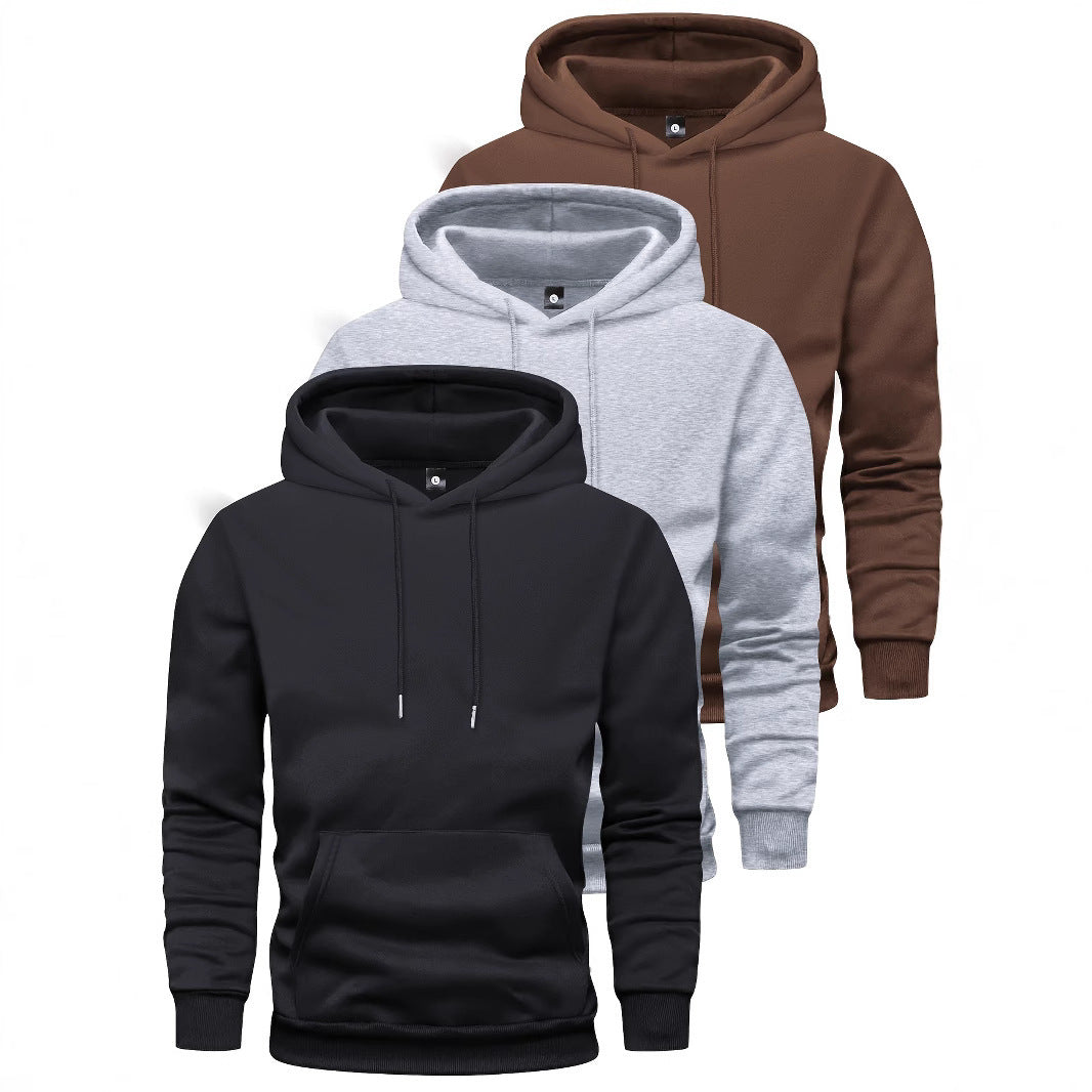 Unisex schlichter Kapuzenpullover mit Kängurutasche, gerippten Bündchen und relaxed Fit Drune